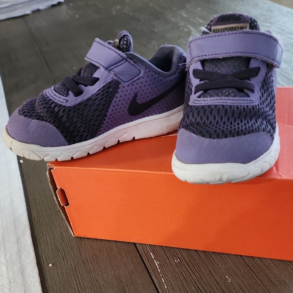 Nike Purple Sneakers with Velcro Strap and Cushioned Sole